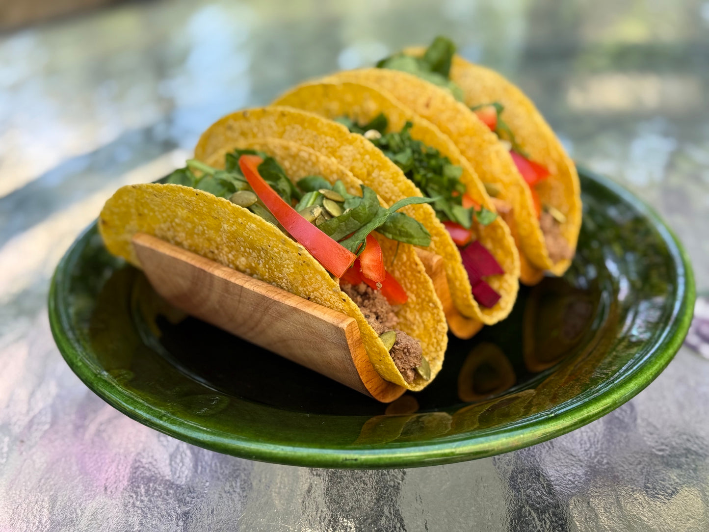 Solid Wood Triple Taco Holder