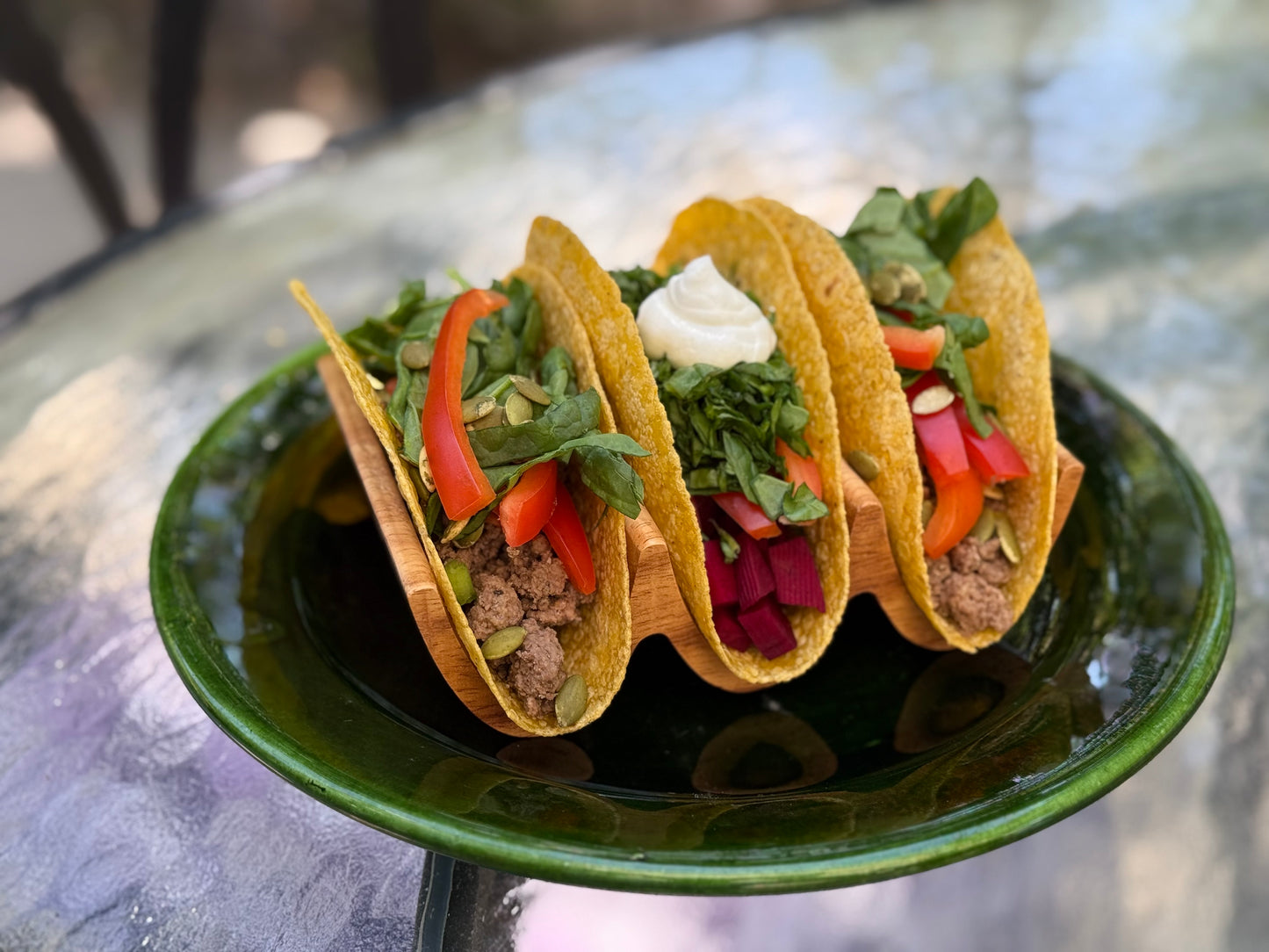 Solid Wood Triple Taco Holder