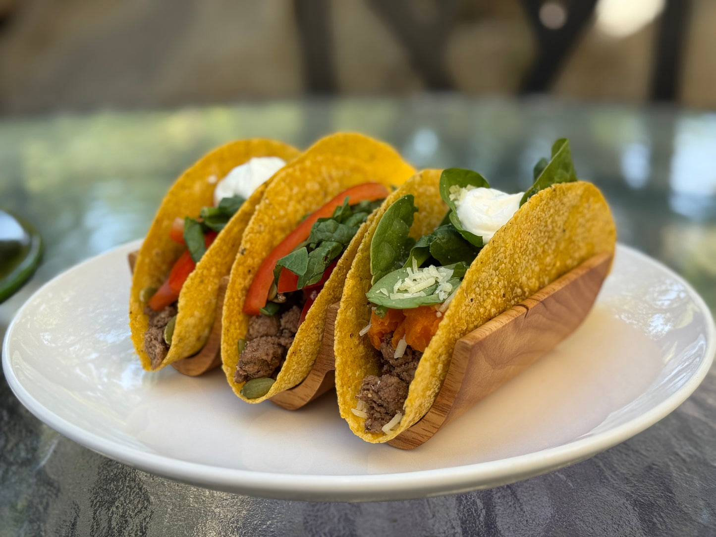 Solid Wood Triple Taco Holder