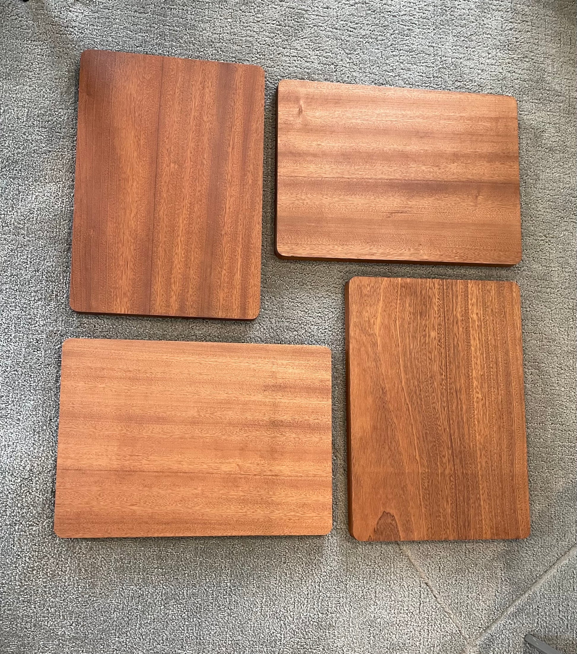 Solid Sapele cutting board small size 10x12 on kitchen counter