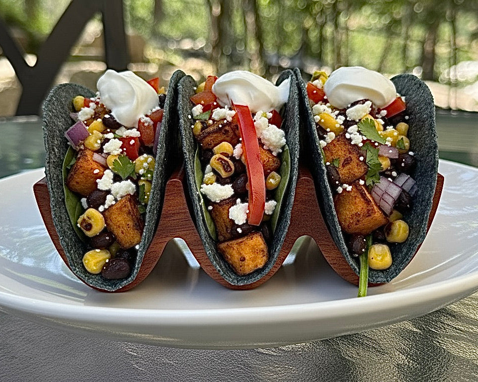 Handcrafted Wooden Taco Holder for Perfect Taco Nights