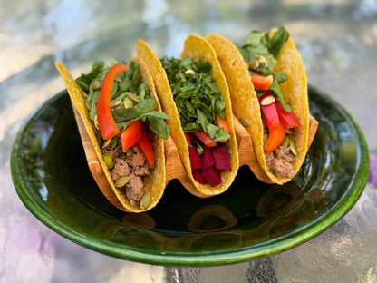 Solid Wood Triple Taco Holder