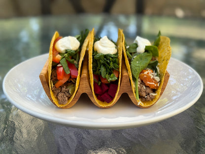 Solid Wood Triple Taco Holder