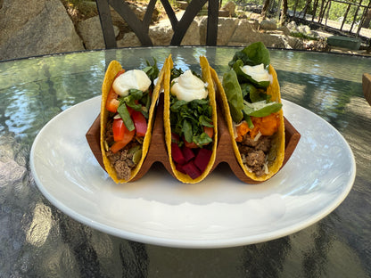 Solid Wood Triple Taco Holder