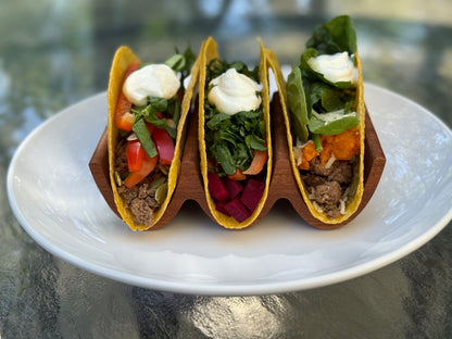 Solid Wood Triple Taco Holder