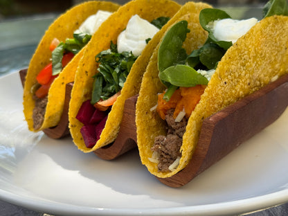 Solid Wood Triple Taco Holder