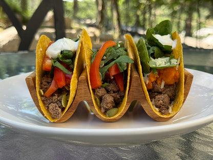 Solid Wood Triple Taco Holder