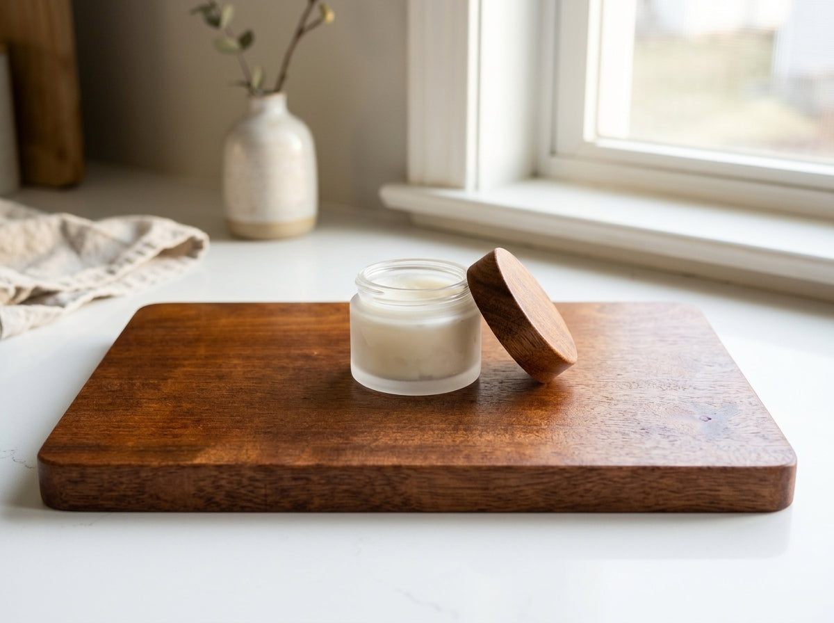 Conditioning a solid single-slab hardwood cutting board with Board Butter