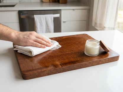 Board butter application on wood surface showing satin sheen