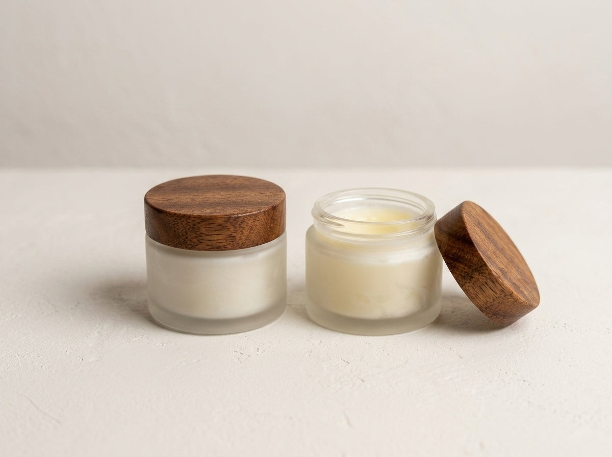 Board Butter 2-Pack two 3oz glass jars with Sapele wood lids