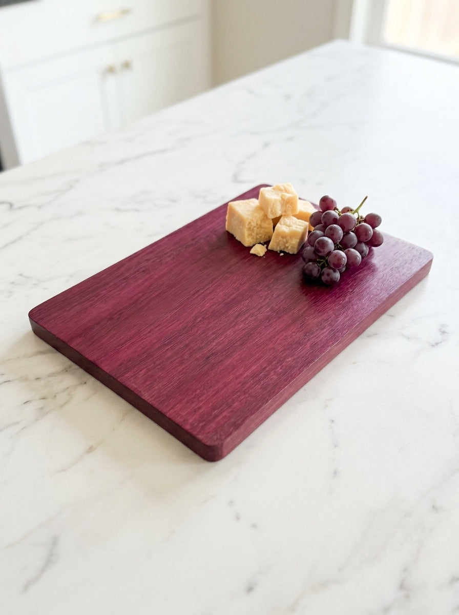 Purple heart cutting board charcuterie arrangement