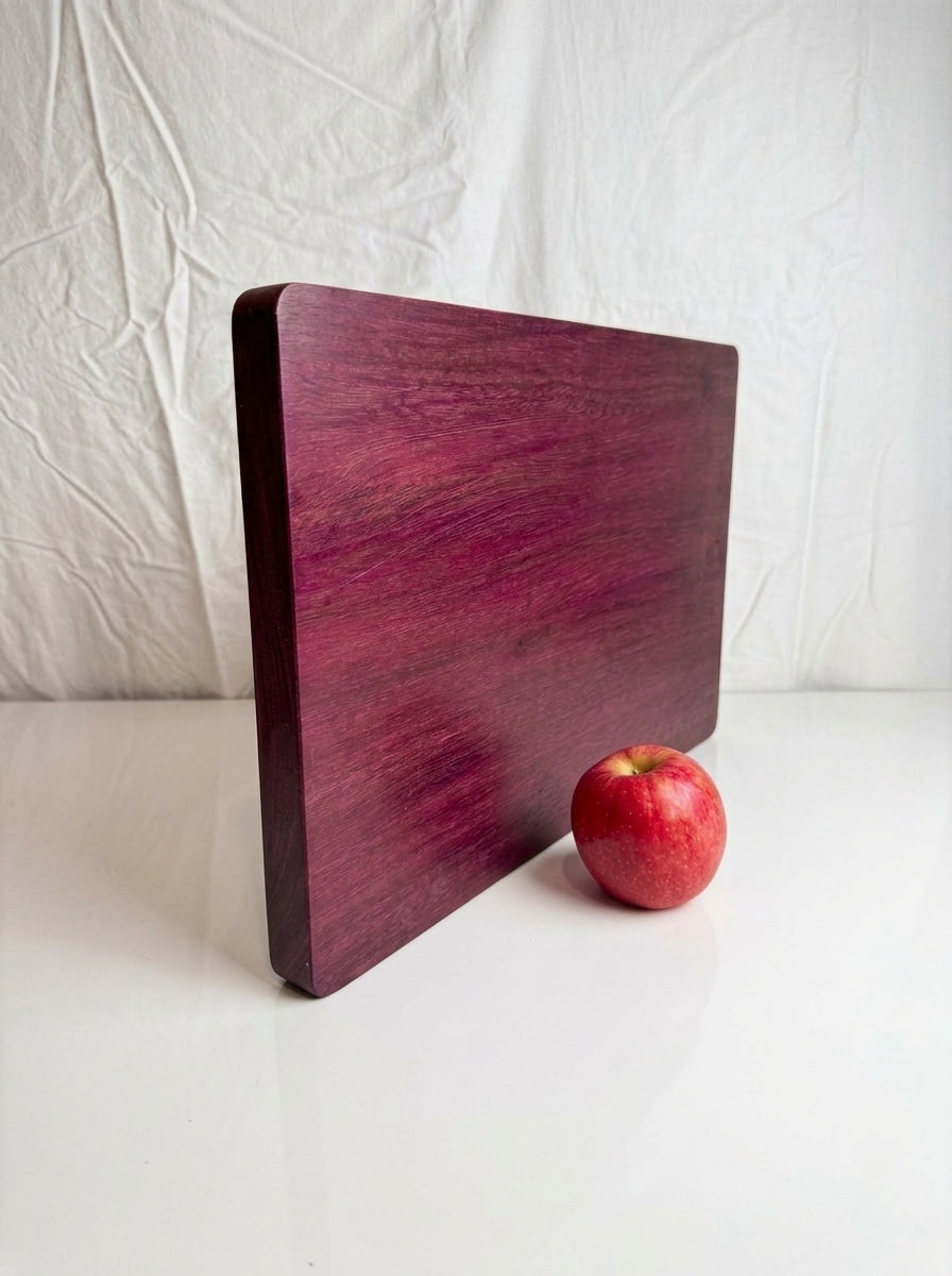 Purple Heart Cutting Board — Large 12x17 Angled Showing Edge Thickness