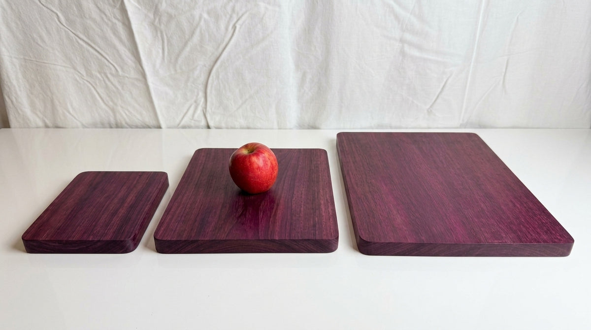 Purple Heart Cutting Boards — All 3 Sizes Side by Side Comparison