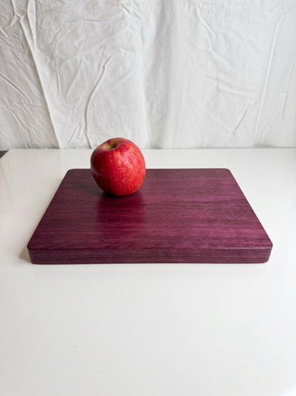 Purple Heart Cutting Board — Small 6x8 with Apple for Scale