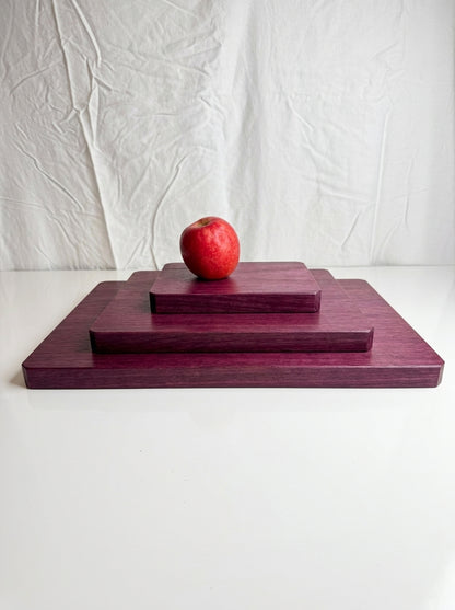Purple Heart Cutting Boards — All 3 Sizes Stacked 3/4 View