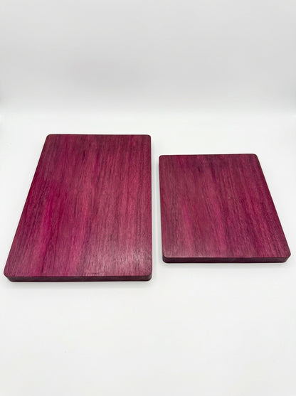Purple heart cutting board two sizes comparison