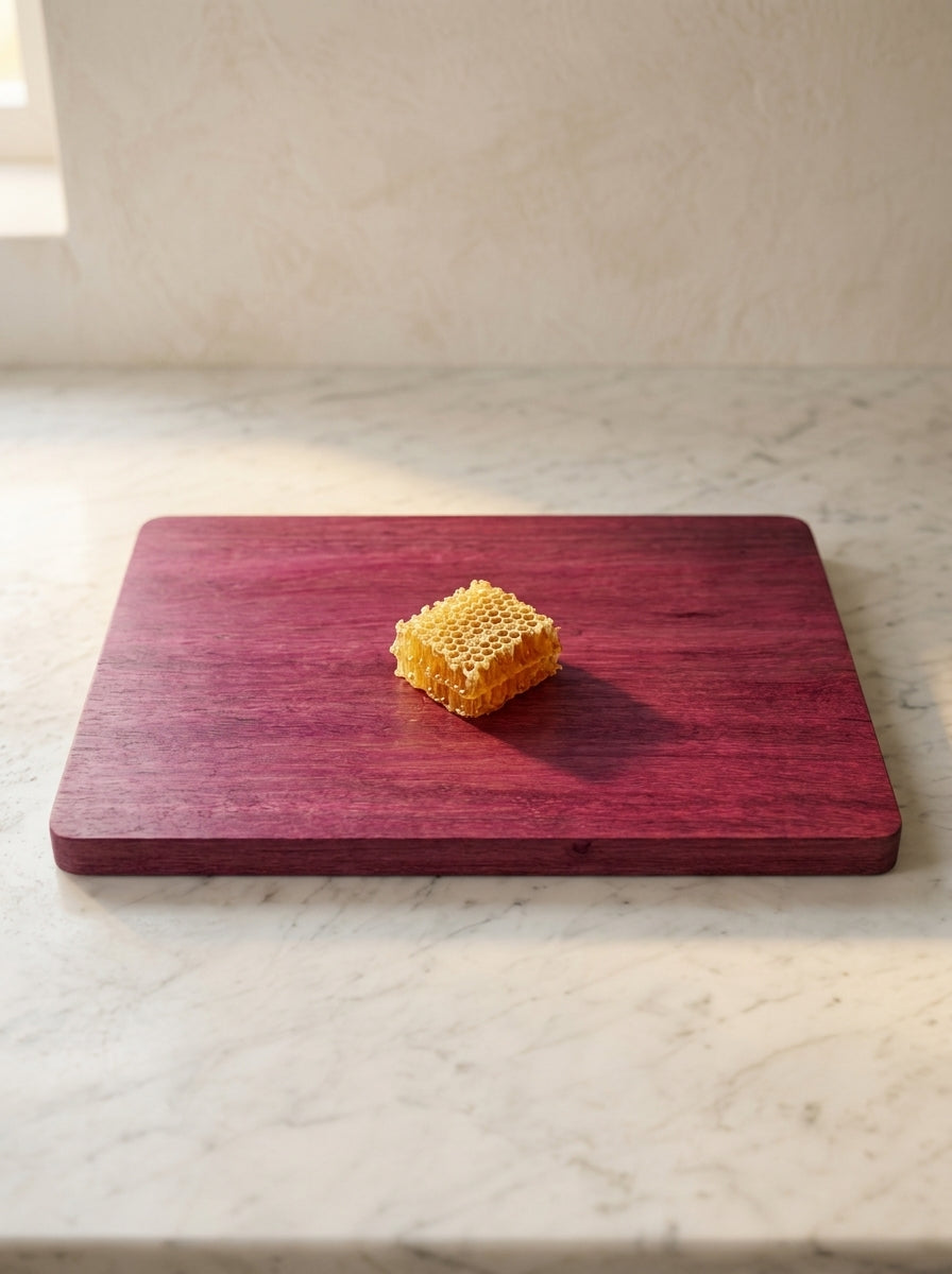Purple heart cutting board with honeycomb hero shot