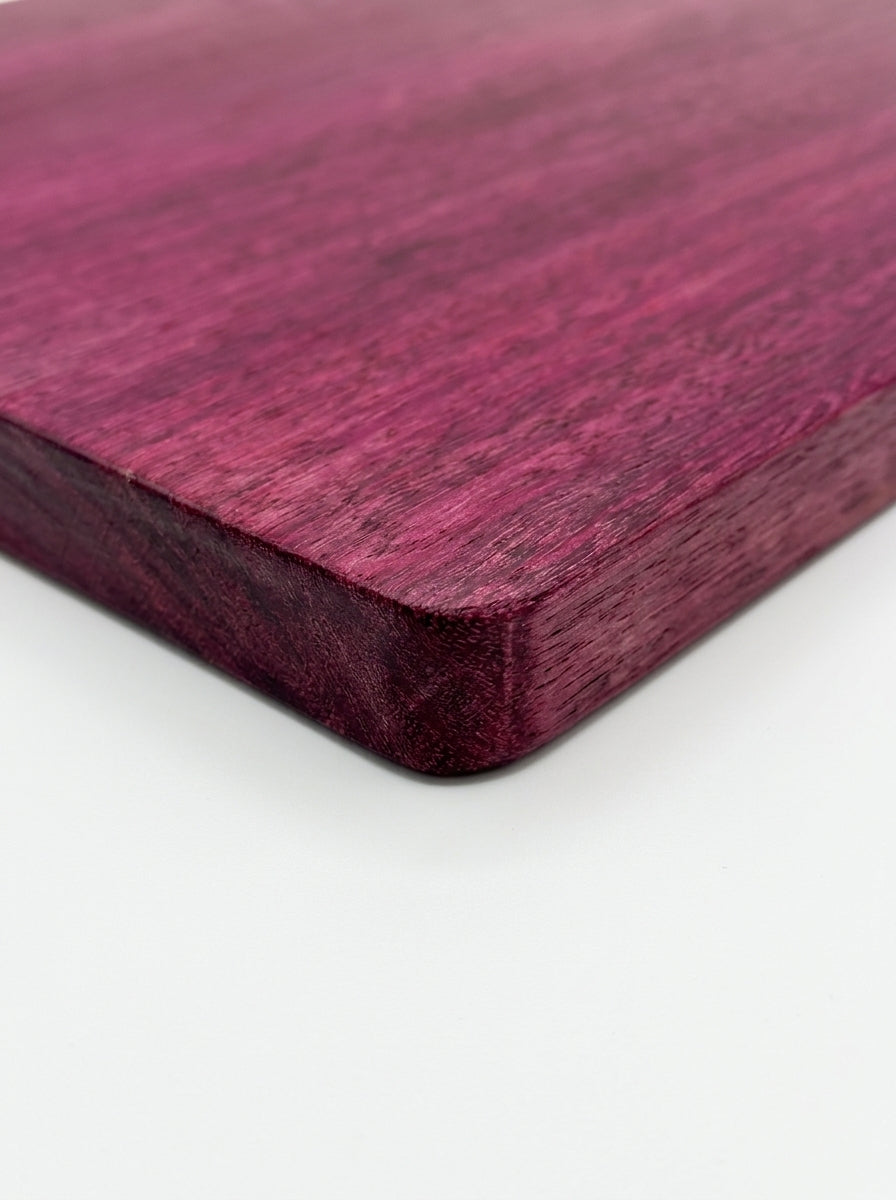 Purple heart cutting board corner detail rounded edge