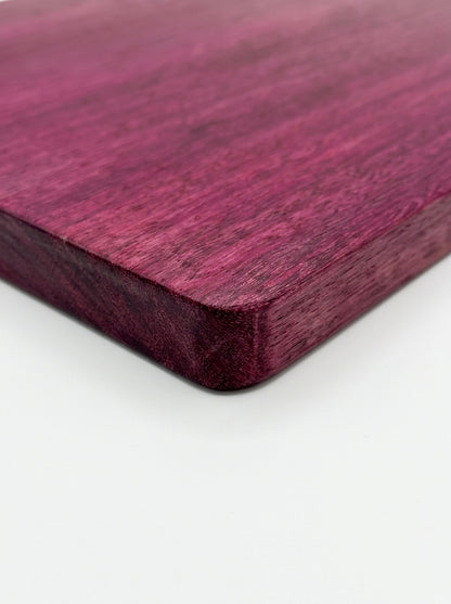 Purple heart cutting board corner detail rounded edge