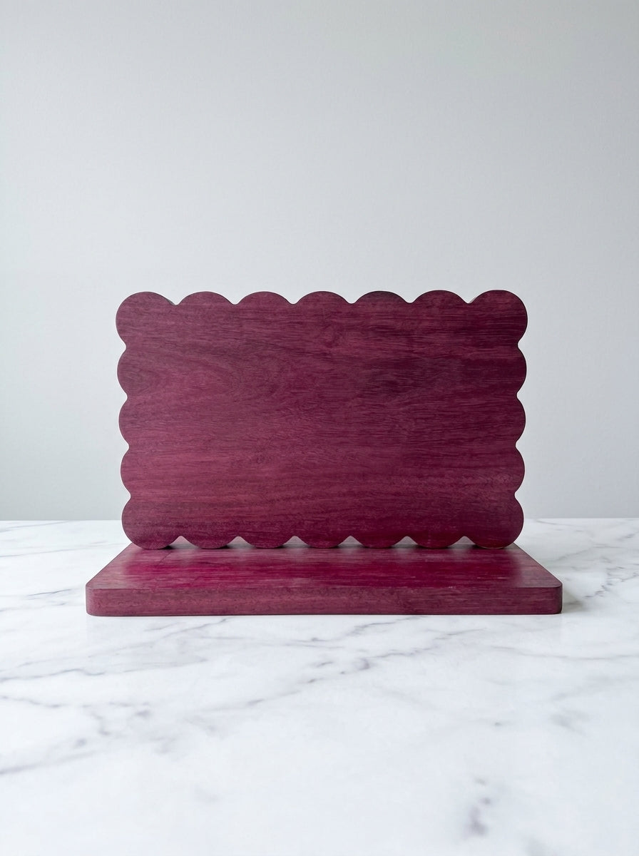 Purple heart scalloped charcuterie board set front view